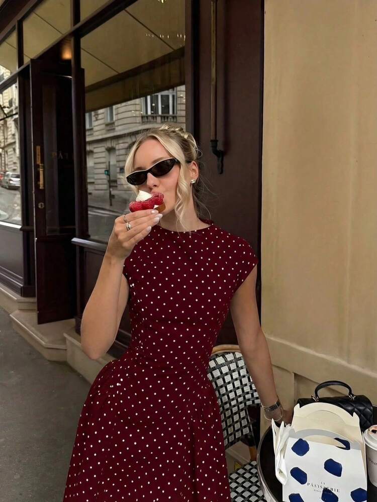 VELMIRA - Robe à Pois Rouge